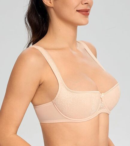 حمالة صدر نسائية من Lemorosy رافعة للأعلى من Balconette مبطنة بشكل خفيف من الدانتيل Demi Shelf Underwire in Kuwait