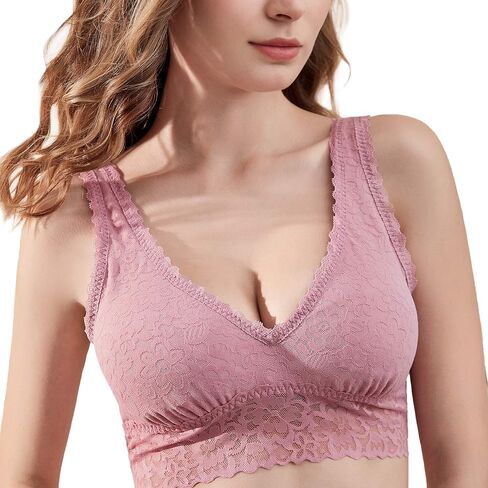Luna & Sun Women Wirefree Soft Simple Comfortable Design Floral Lace Bralette in Saudi Arabia