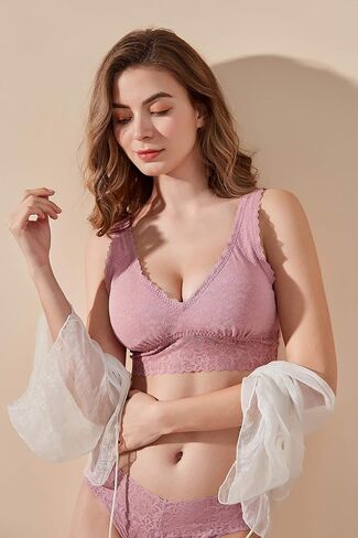 Luna & Sun Women Wirefree Soft Simple Comfortable Design Floral Lace Bralette in Saudi Arabia