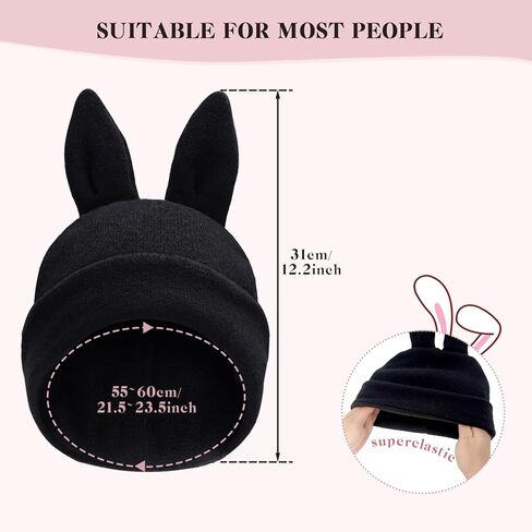 قبعة صغيرة منسوجة بتصميم اذني ارنب لطيفة، قبعة كروشيه للارنب، قبعة شتوية دافئة، قبعة جمجمة للتزلج للنساء in Kuwait