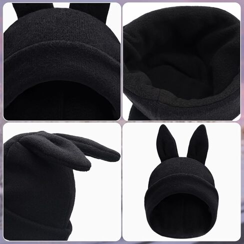 قبعة صغيرة منسوجة بتصميم اذني ارنب لطيفة، قبعة كروشيه للارنب، قبعة شتوية دافئة، قبعة جمجمة للتزلج للنساء in Kuwait