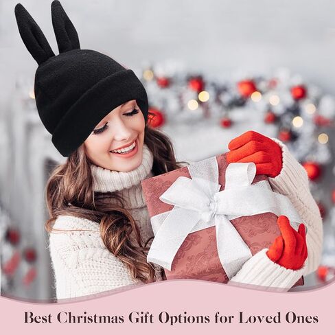 قبعة صغيرة منسوجة بتصميم اذني ارنب لطيفة، قبعة كروشيه للارنب، قبعة شتوية دافئة، قبعة جمجمة للتزلج للنساء in Kuwait