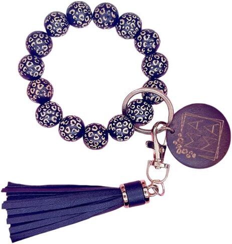 Fuqimanman2020 MAMA Key Chain Bracelet Wooden Bead PU Tassel Key Ring Unique Bangle Accessory for Mom Mother’s Day Gift in Saudi Arabia
