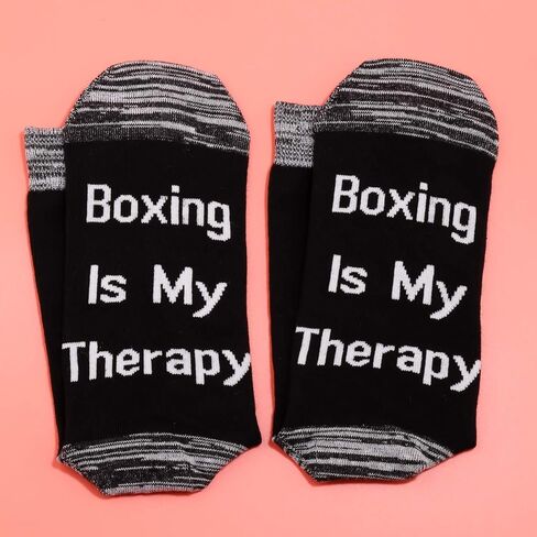 LEVLO Boxer Fans Gift Boxing is My Therapy Cotton Socks Inspiration Gifts for Boxing Lovers Coach in Saudi Arabia
