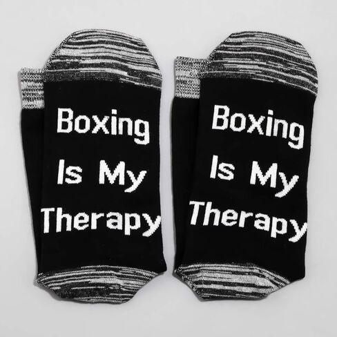 LEVLO Boxer Fans Gift Boxing is My Therapy Cotton Socks Inspiration Gifts for Boxing Lovers Coach in Saudi Arabia