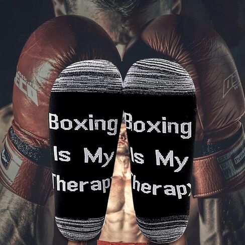 LEVLO Boxer Fans Gift Boxing is My Therapy Cotton Socks Inspiration Gifts for Boxing Lovers Coach in Saudi Arabia