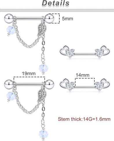 Ocptiy 14G الحلمة ثقب المجوهرات حلقات اللسان الجراحية الصلب الفضة اللسان الحلمة الحديد بار ثقب المجوهرات للنساء 14 مللي متر 9/16 بوصة in Kuwait
