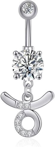COLORFUL BLING 14G Dangle Belly Button Rings 316L Surgical Steel Belly Rings Astrology Constellation Zodiac Sign Belly Button Rings CZ Crystal Top Down Belly Rings Piercing Jewelry for Women Girls in Saudi Arabia
