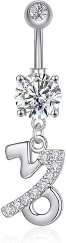 COLORFUL BLING 14G Dangle Belly Button Rings 316L Surgical Steel Belly Rings Astrology Constellation Zodiac Sign Belly Button Rings CZ Crystal Top Down Belly Rings Piercing Jewelry for Women Girls in Saudi Arabia