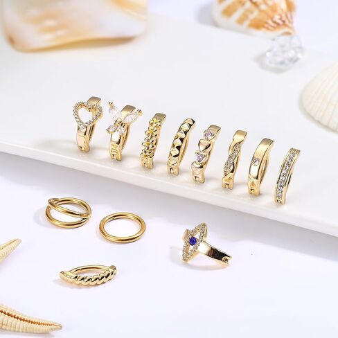 jerywe 12pcs 14g الفرس البطن زر الدائري للنساء الجراحية الصلب تشيكوسلوفاكيا فراشة القلب زهرة هوب البطن زر خواتم الفرس عكس السرة خواتم البطن ثقب المجوهرات الذهب والفضة 10/12 مم in Kuwait