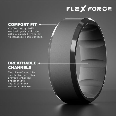 FlexForce Brands Men's Silicone Ring, Rubber Wedding Band, Breathable & Durable for a Comfort Fit in Saudi Arabia