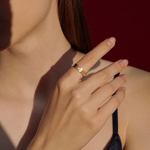 Kainier 5mm عصابات الزفاف 14K حلقات مطلية بالذهب مكعب زركونيا الأحجار تكويم خواتم الوعد للنساء والرجال الموضة الكلاسيكية خاتم الذهب الفرقة الراحة تناسب حجم 5 إلى 10 in Kuwait