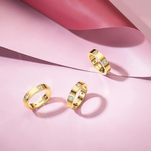 Kainier 5mm عصابات الزفاف 14K حلقات مطلية بالذهب مكعب زركونيا الأحجار تكويم خواتم الوعد للنساء والرجال الموضة الكلاسيكية خاتم الذهب الفرقة الراحة تناسب حجم 5 إلى 10 in Kuwait