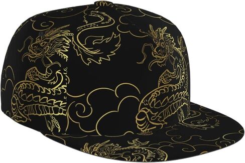 Chinese Japanese Dragon Baseball Cap Snapback Hats Adjustable Flat Brim Cap Dragon Trucker Hat for Men Women in Kuwait