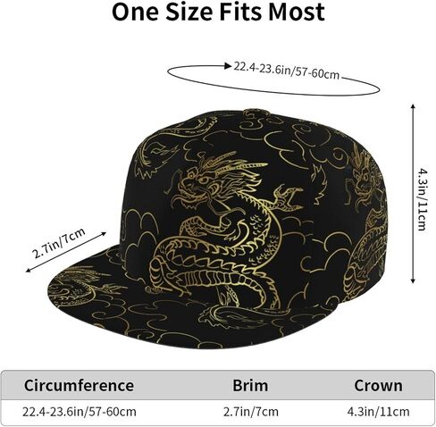 Chinese Japanese Dragon Baseball Cap Snapback Hats Adjustable Flat Brim Cap Dragon Trucker Hat for Men Women in Kuwait