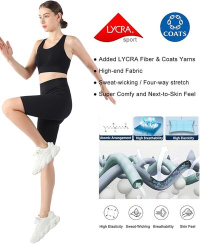 سروال اليوغا النسائي عالي الخصر من MotoRun في السراويل القصيرة والتحكم في البطن بطول كامل مع عدم وجود درزات أمامية مقاس حر in Kuwait