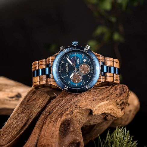 2win Mens Personalized Engraved Wooden Watches Fashion Multifunction Custom Watch Birthday Anniversary Wood Watches for Husband Boyfriend Dad Him Son with Gift Box in Saudi Arabia