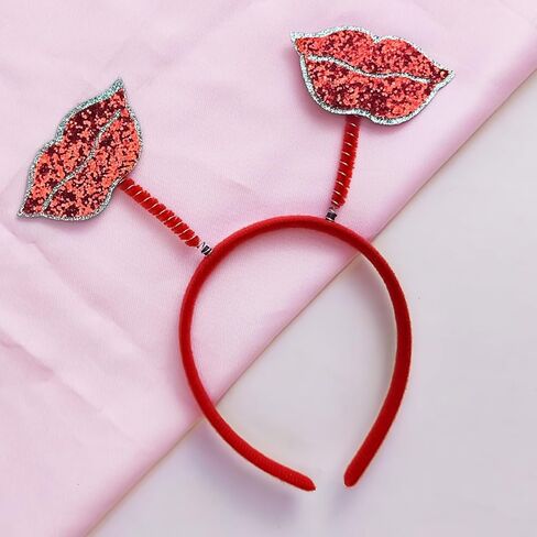Valentine‘s Day Sequin Headbands Heart of Christmas Headbands for Girls Red Heart Glitter Head for Women Girls Party Gift Valentines Decor Headwear (Red) in Saudi Arabia
