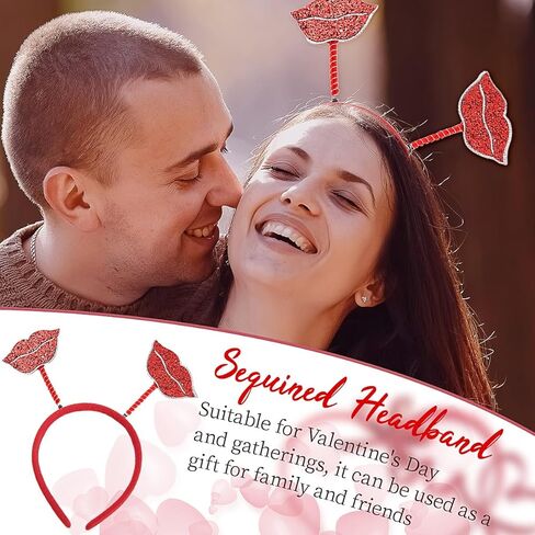 Valentine‘s Day Sequin Headbands Heart of Christmas Headbands for Girls Red Heart Glitter Head for Women Girls Party Gift Valentines Decor Headwear (Red) in Saudi Arabia