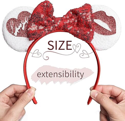 1 قطعة عصابة رأس لآذان الفأر في عيد الحب، عصابات رأس على شكل فيونكة من الترتر لعيد الحب، عصابة رأس بيضاء على شكل آذان الفأر مع عصابة رأس على شكل شفاه لامعة، إكسسوارات شعر لطيفة للفتيات والنساء، وحفلات أعياد الميلاد والعام الجديد in Kuwait