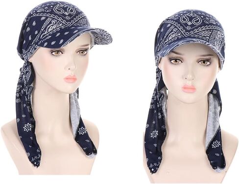 DINPREY أوشحة رأس طويلة مربوطة للنساء باندانا قبعة عمامة العلاج الكيميائي السرطان الحجاب أغطية الرأس أغطية الرأس للنساء in Saudi Arabia
