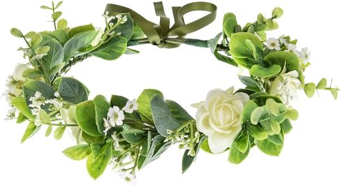 الأزهار الخريف الاصطناعي الطفل التنفس زهرة هالة الزفاف تاج أرجواني غطاء الرأس الزفاف الأخضر تاج HC-24 (الأوكالبتوس العاجي) in Kuwait