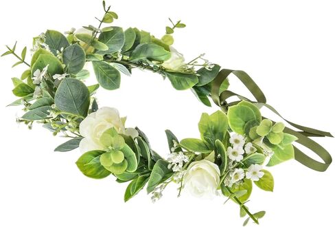 الأزهار الخريف الاصطناعي الطفل التنفس زهرة هالة الزفاف تاج أرجواني غطاء الرأس الزفاف الأخضر تاج HC-24 (الأوكالبتوس العاجي) in Kuwait