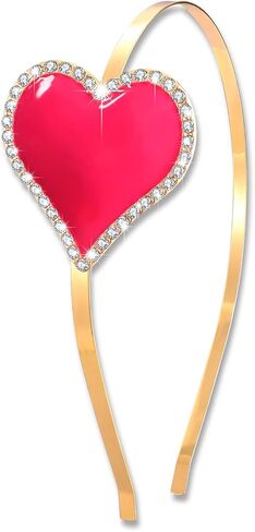 CENAPOG Valentine's Day Heart Headband Sparkly Rhinestone Enamel Heart Shaped Spring Headband for Women Girls in Kuwait