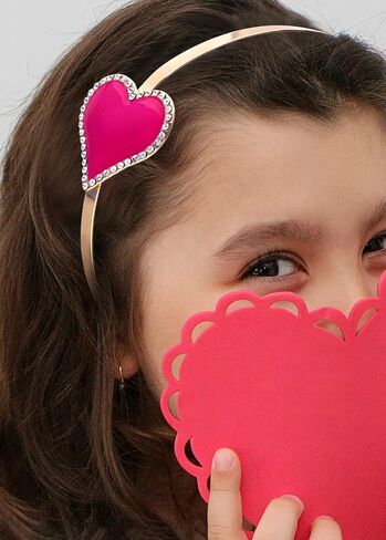 CENAPOG Valentine's Day Heart Headband Sparkly Rhinestone Enamel Heart Shaped Spring Headband for Women Girls in Kuwait