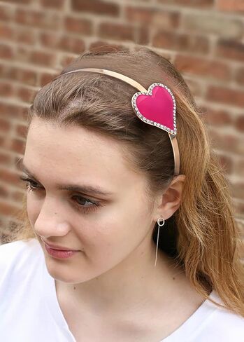 CENAPOG Valentine's Day Heart Headband Sparkly Rhinestone Enamel Heart Shaped Spring Headband for Women Girls in Kuwait