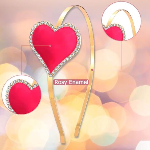 CENAPOG Valentine's Day Heart Headband Sparkly Rhinestone Enamel Heart Shaped Spring Headband for Women Girls in Kuwait