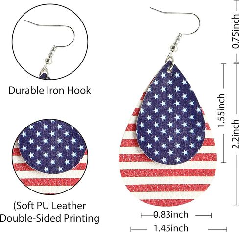 JOYIN 5 Pcs Patriotic Accessories of a US American Flag Headband, 4 Leather Earrings for 4th July Celebration, Independence Day, Memorial Day, Veterans Day, Patriotic Themed Party Dress-up in Saudi Arabia
