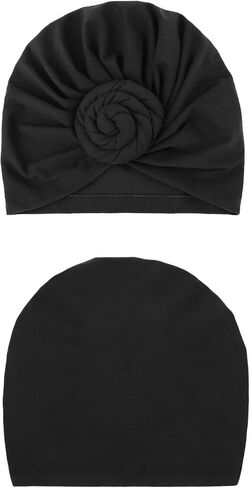 DRESHOW Women Turban Pre-Tied Flower Knotted Hair Cover Wrap Hat African Beanie Headwraps Chemo Cancer Cap in Saudi Arabia