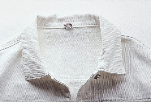 كاووكا جاكيت قطن دينيم باكمام طويلة مغلق بازرار للنساء بلون سادة مع جيوب in Kuwait