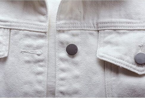 كاووكا جاكيت قطن دينيم باكمام طويلة مغلق بازرار للنساء بلون سادة مع جيوب in Kuwait