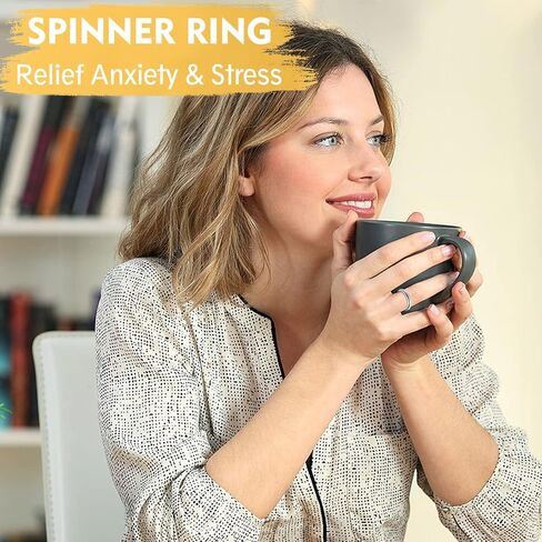 Spinner Ring Stress Anxiety Relief for Women and girls – 2mm/4mm Stainless Steel Glitter Rose Gold Silver Rainbow Fidget Ring Band Pack Birthday gifts for Mom daughter Aunt Niece Wife Girlfriend in Saudi Arabia