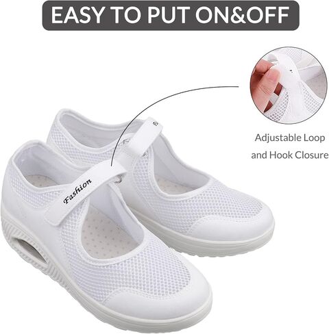 أحذية MEJORMEN النسائية المريحة للممرضات سهلة الارتداء بوسادة هوائية، أحذية عمل خفيفة الوزن، أحذية تمريض شبكية قابلة للتنفس، أحذية رياضية in Kuwait