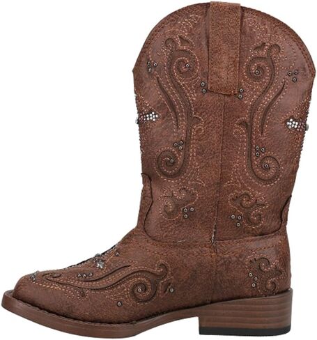 ROPER Toddler Girls Faith Rhinestone Inlay Square Toe Casual Boots Mid Calf - Brown in Saudi Arabia