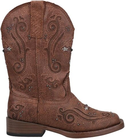 ROPER Toddler Girls Faith Rhinestone Inlay Square Toe Casual Boots Mid Calf - Brown in Saudi Arabia