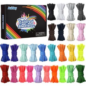 Auihiay 27 Pairs Oval Shoe Laces, 55 inches Round Shoe Laces for Sneakers, Oval Shoelaces for Skates, Boots, Casual Shoes, Canvas Shoes, Fashion Replacement Shoelaces (27 Colors) in Kuwait