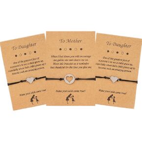 مجموعة هدايا أساور أمنيات متطابقة على شكل قلب من Yaveron Mommy and Me، سوار الأم والابنة in Kuwait