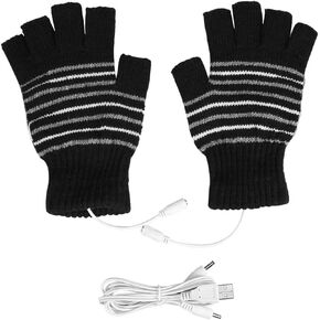 Petyoung USB Heated Stripes Gloves for Men Women Mitten, Unisex Knitting Wool Gloves Hands Warmer Laptop Gloves in Kuwait