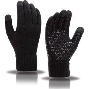 قفازات الشتاء للنساء والرجال قفازات متماسكة دافئة مع 3 أصابع تعمل باللمس هلام السيليكون المضادة للانزلاق لقيادة التزلج وركوب الدراجات in Kuwait