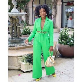 The Drop Women's Classic Green Wide Leg Pant by @kass_stylz in Kuwait