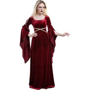 Daizbella القرون الوسطى زي المرأة القرون الوسطى فستان اليدوية الرجعية المخملية مع زينة الدانتيل وأكمام مطوي in Kuwait