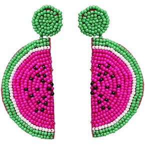 idealway Statement Dangle Fruit Earrings - Fashion Cute Pineapple Orange Watermelon Cherry Beaded Fruit Earrings for Women Jewelry in Saudi Arabia