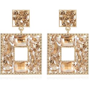 أقراط متدلية مربعة من حجر الراين من ATIMIGO أقراط متدلية هندسية كريستالية عصرية لا تسبب الحساسية للنساء in Kuwait