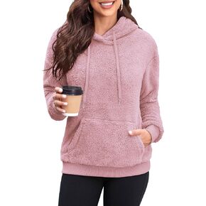Neineiwu Womens Casual Sherpa Hoodies Fleece Sweatshirts Fuzzy Pullover Fluffy Outerwear with Pockets
