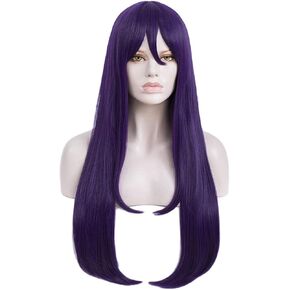 Qaccf Long Straight Purple Girls Cosplay Wig with Bang in Kuwait