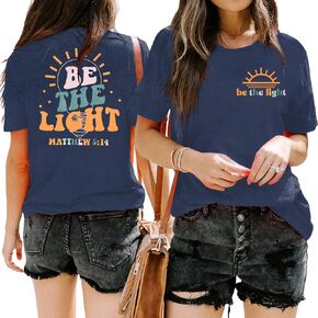 قمصان كريستيان بي ذا لايت: قميص نسائي يسوع الإيمان آيات الكتاب المقدس الملهمة بأكمام قصيرة in Kuwait